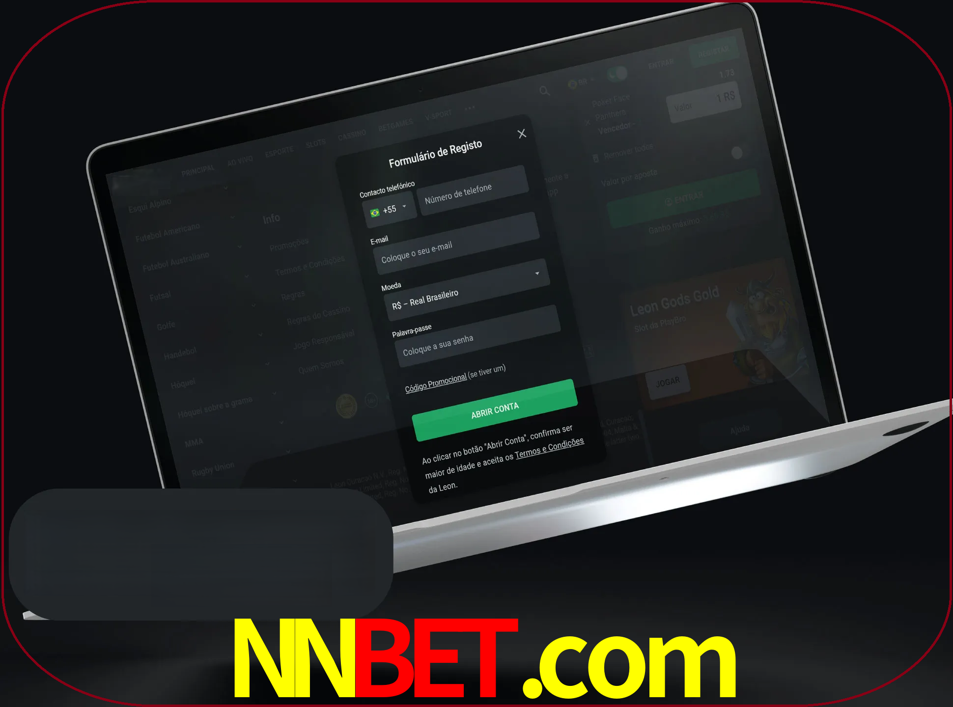 Abra o site da LeonBet e crie sua própria conta.