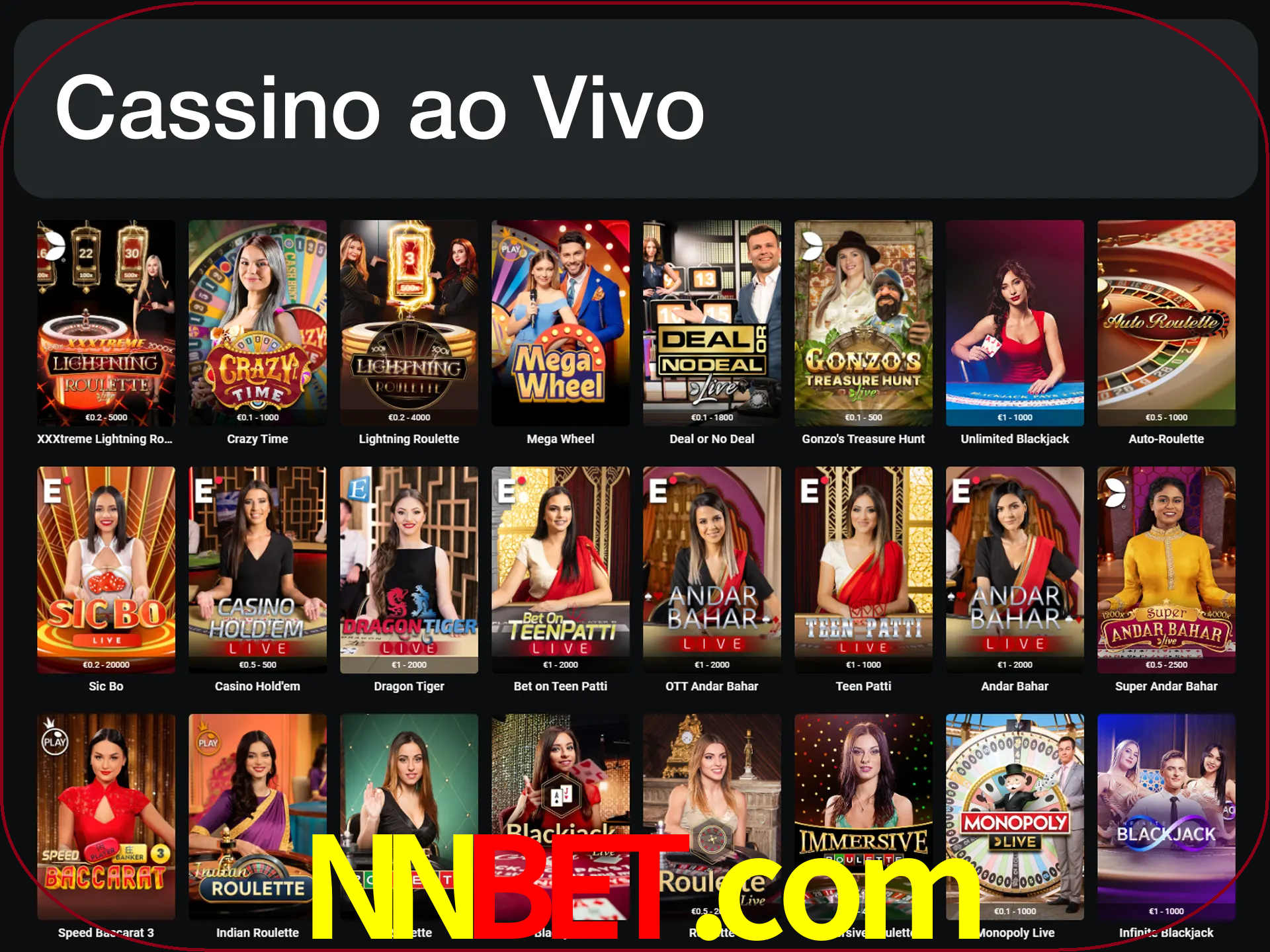 Jogue jogos de cassino com um verdadeiro dealer.