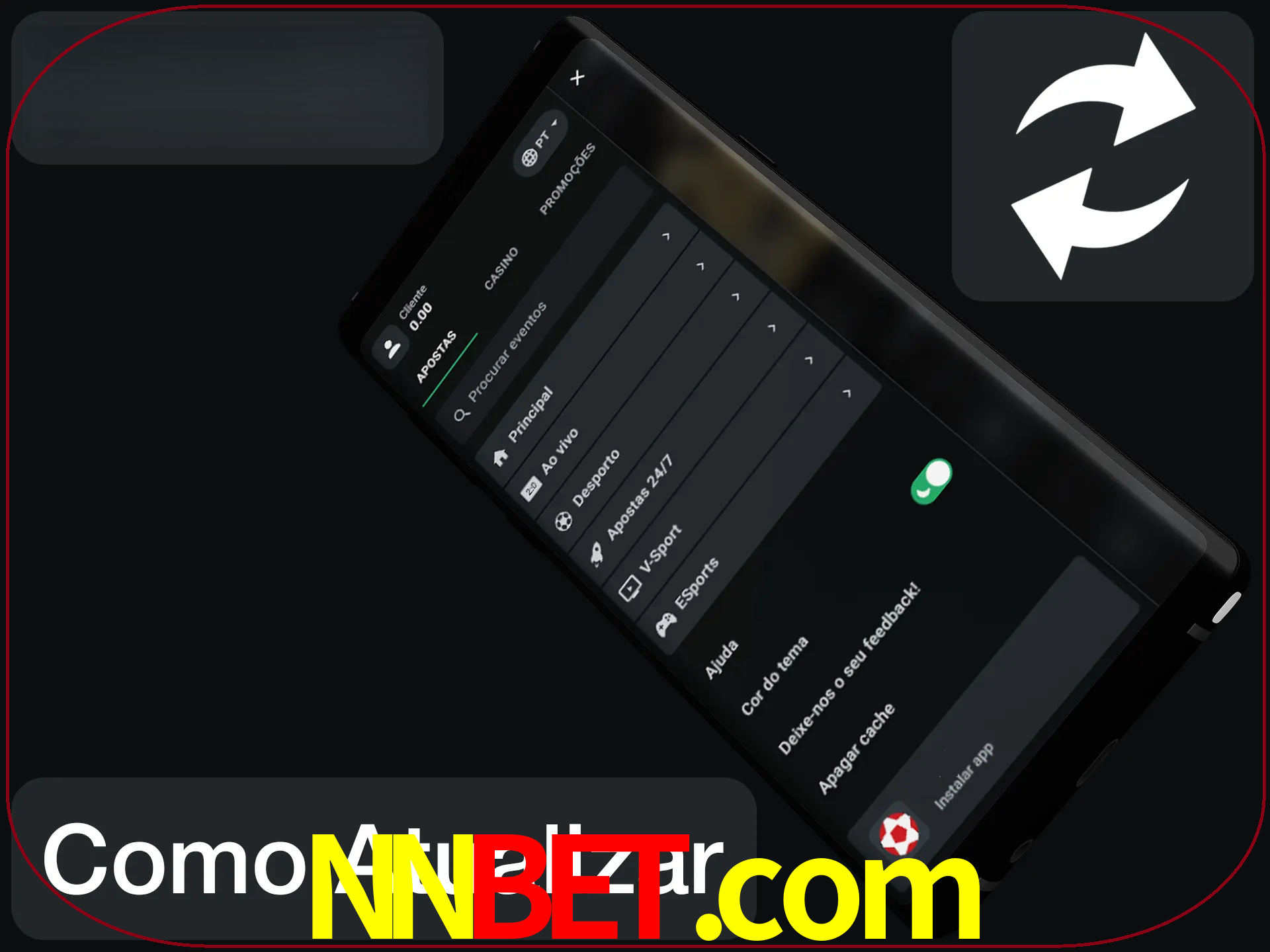 O aplicativo é atualizado automaticamente quando você faz o login.
