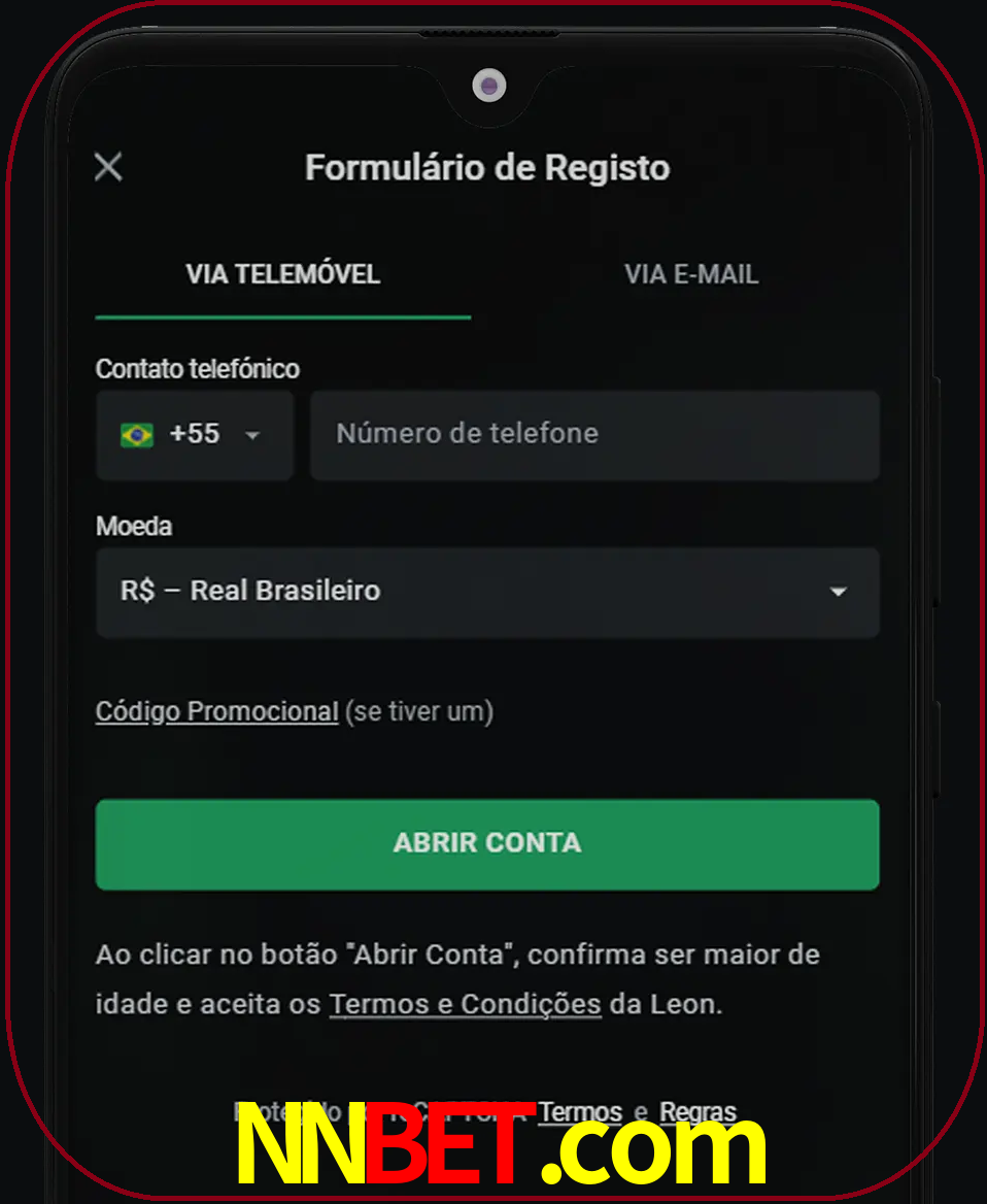 Abra o aplicativo e inicie o processo de registro.